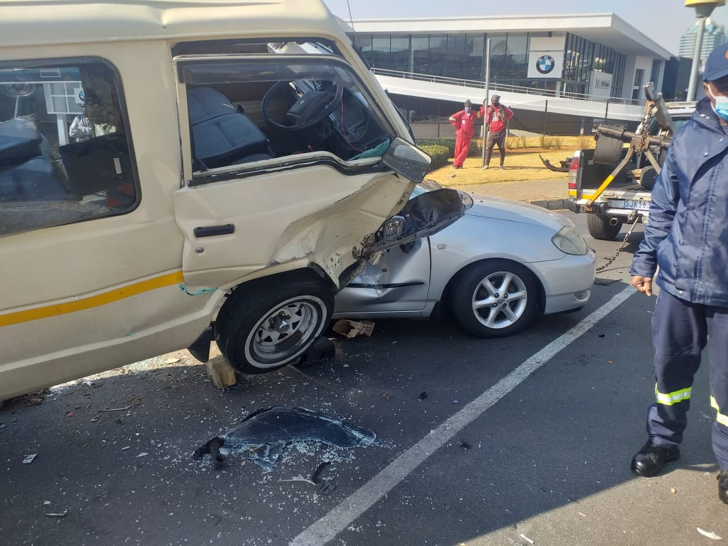 Watch: Taxi rests on top of car